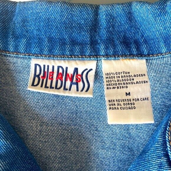 Bill Blass zip front three button sleeve jean jacket retro button pocket. - Picture 7 of 9